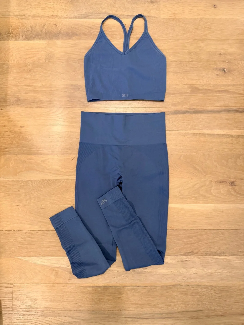 SET Active Womens Navy Blue High-Waist Leggings & Sports Bra Set